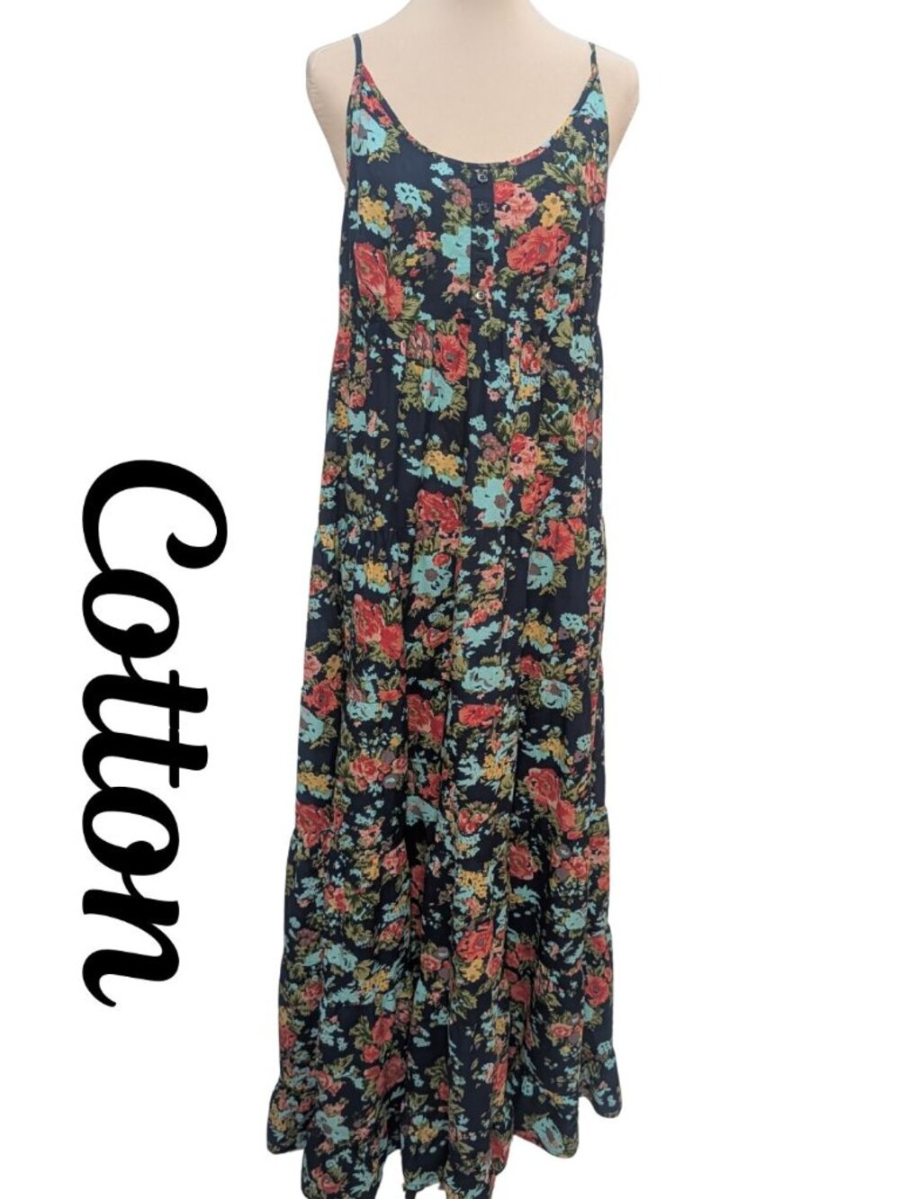 Seventh Avenue Floral Cotton Tiered Maxi Dress